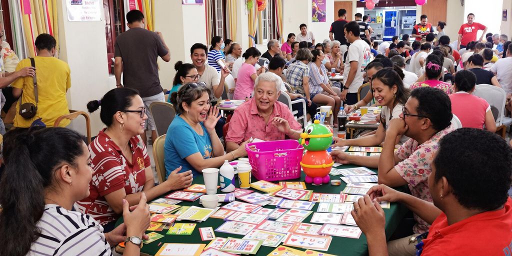 People playing bingo in a lively Magsaysay setting.