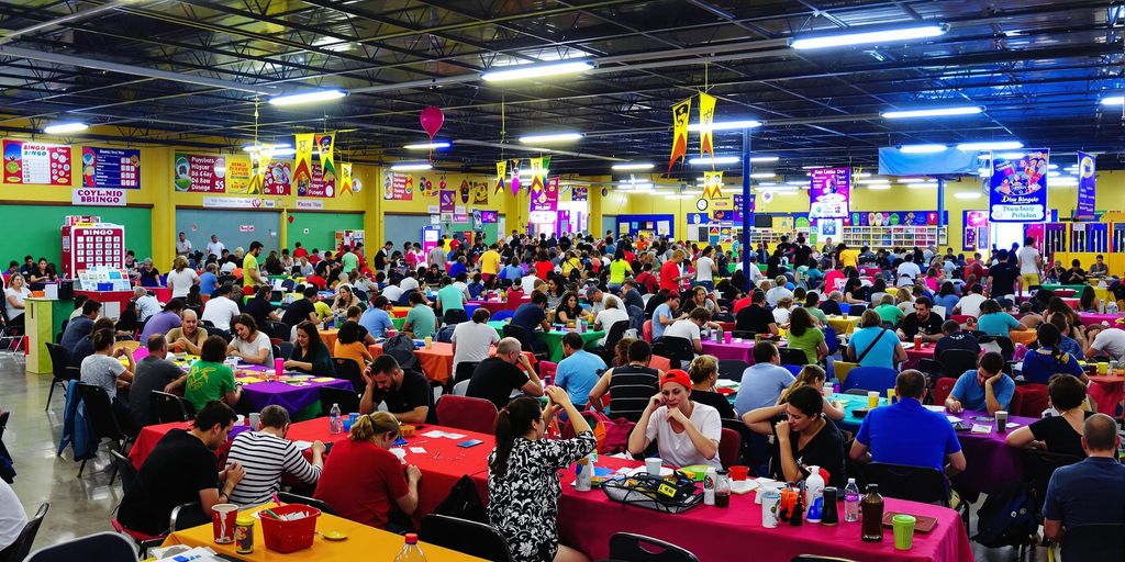 Bingo players enjoying a game in Lapinig's hall.