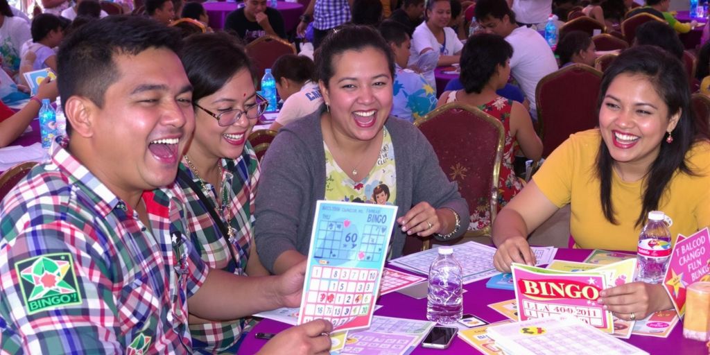 Group of people playing bingo in Bacolod-Kalawi.