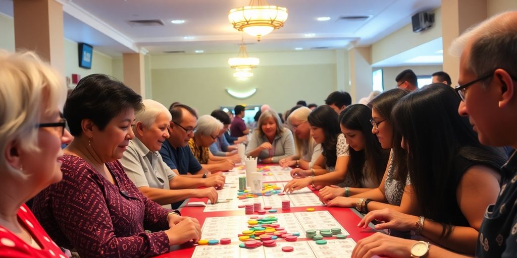 People playing bingo in a lively Valladolid setting.