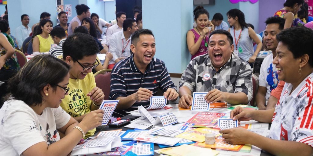 Players enjoying bingo in a lively Dinalupihan setting.